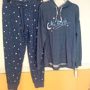 Blueish-grey pajama shirt and pants